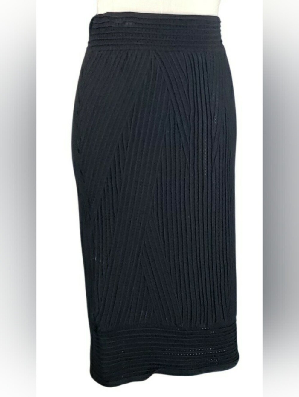 Ronny Kobo Designer Multi Texture Knit Bodycon Pencil Peek A Boo Skirt M 90s Y2K